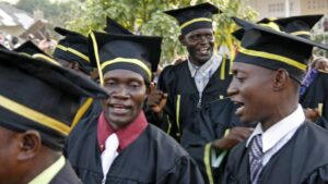 Mbandaka graduates celebrating